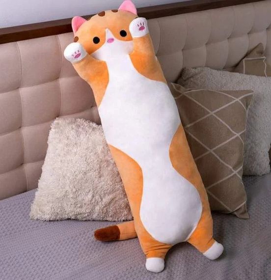 Мягкая игрушка обнимашка Кот Батон 150 см рыжий • Большая игрушка-подушка антистресс длинный кот для сна и отдыха | Зображення 1