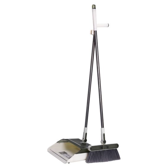 Комплект для прибирання віник (щітка) та совок на довгій ручці 26×23×110 (см) набір совок та щітка для підлоги Зелений