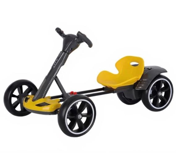 Дитячий складаний електромобіль Go-Kart з акумулятором та пультом електрокар Жовтий | Зображення 3