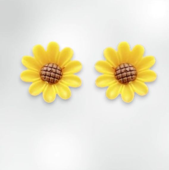 Дитячі сережки кліпси для дівчаток Liresmina Jewelry Український Соняшник жовтий 1.1 см