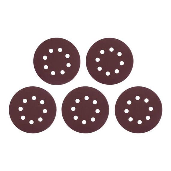 Круг наждаковий самоклейний 125 мм з отворами, папір класу С, К220, 5 од. INTERTOOL BT-0590