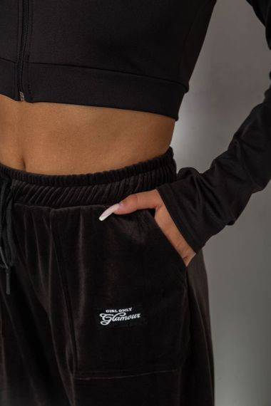 Спортивные штаны велюровые женские на флисе, цвет черный, 238R58649-1 | Зображення 4