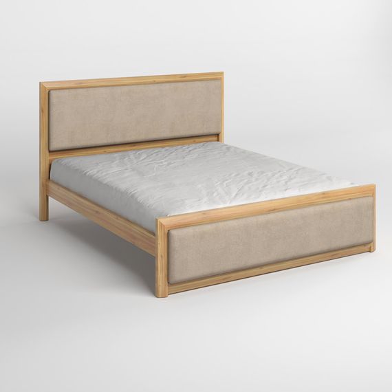 Односпальне дерев'яне ліжко Mebigrand Барселона Б4 Горіх світлий/Аляска 23 (Бежевий) 90х190 см (MBG-12854) | Зображення 1