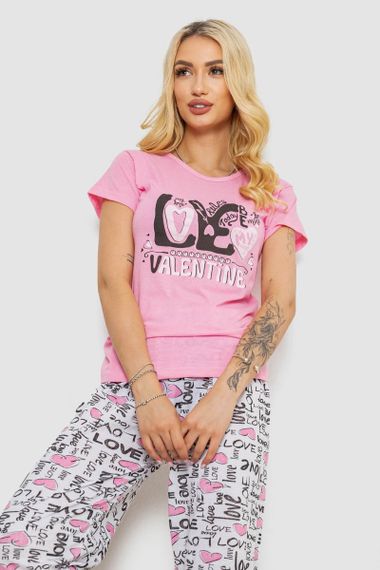 Пижама женская с принтом, цвет розовый, 243R2490 | Зображення 1