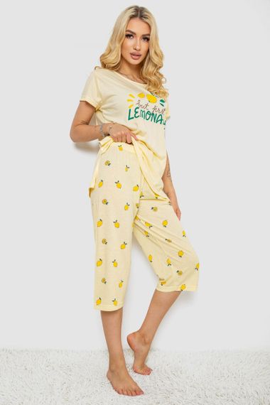 Пижама женская с принтом  -уценка, цвет желтый, 243R7054-U-1 | Зображення 2