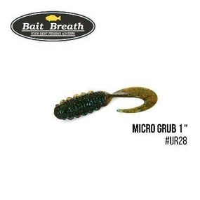 Силіконова приманка, Їстівний силікон Bait Breath Micro Grub 1" (15шт.) (Ur28 Motoroil/green)