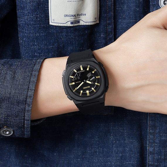 Чоловічий годинник Skmei 2091BKGDBK Black-Gold-Black | Зображення 2