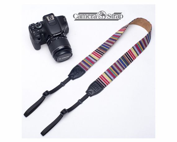 Універсальний ремінь для фотоапарата фотокамери з вишивкою CAMERA STRAP вінтажний тканинний | Зображення 1