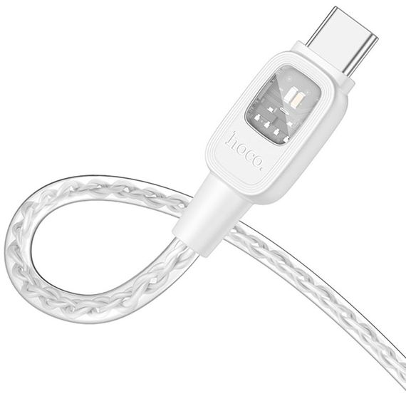 Дата кабель Hoco U124 Stone silicone power-off 60W Type-C to Type-C (1.2m) Gray | Зображення 2