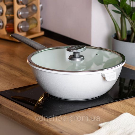 Алюмінієва сковорода 5.6 л з керамічним покриттям антипригарним Ø 30 см Біла MGC HP-4-460W | Зображення 5