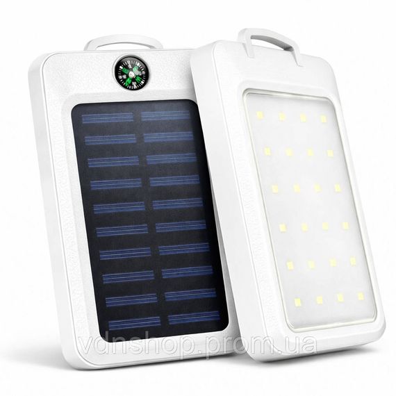 УМБ Power Bank Solar 18000 mAh мобильное зарядное с солнечной панелью и лампой, Power Bank Charger White AJ-42 | Зображення 4