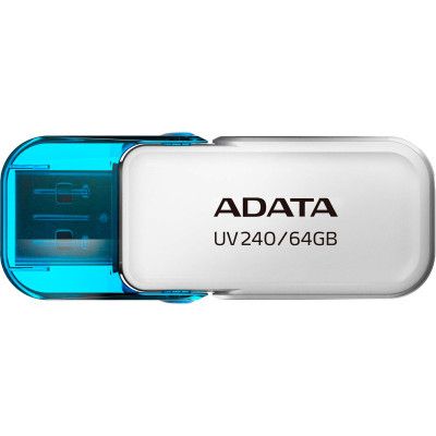 USB флеш накопитель ADATA 64GB AUV 240 White USB 2.0 (AUV240-64G-RWH) | Зображення 1