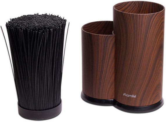 Колода для ножів Kamille Brash Stand Wood 22.5см пластикова подвійна | Зображення 2