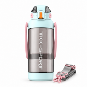 Бутылка TKK 1400 мл - Бирюзовая Tritan BPA-free, ударопрочная, спортивная с двойной системой переноски