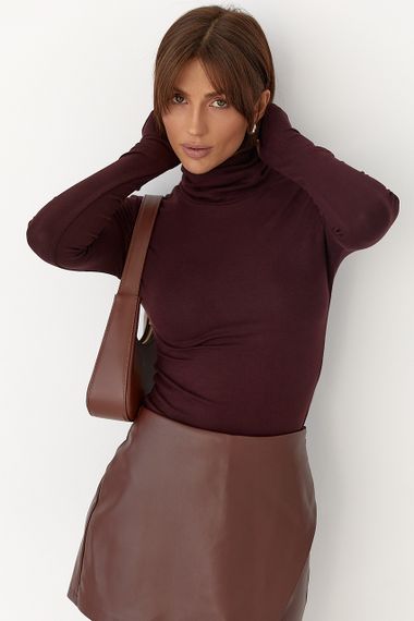 Однотонний гольф із високою горловиною - баклажан цвет, L (є розміри) | Зображення 4