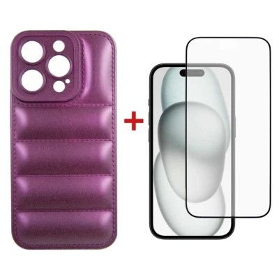 Чехол для мобильного телефона Dengos iPhone 15 Pro Case + Glass (Purple) (DG-KM-81)