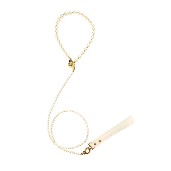Нашийник із повідцем LOCKINK Pearl Collar&Leash Set Білий One Size | Зображення 1