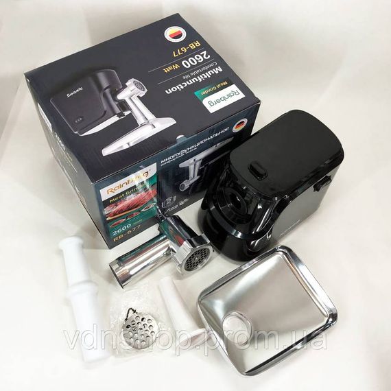 М'ясорубка-шатковка-терка Rainberg, Електром'ясорубки з металевими шестернями, М'ясорубка велика EF-18 | Зображення 2