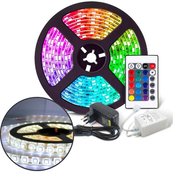 Светодиодная Led лента 5 м, 5050 RGB с блоком и пультом управления / Многоцветная лента для подсветки комнаты | Зображення 3