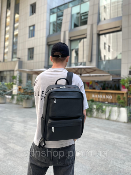 Мужской рюкзак для ноутбука и поездок из натуральной кожи 40х30х16, сумка наплечная Tiding Bag , черная | Зображення 5