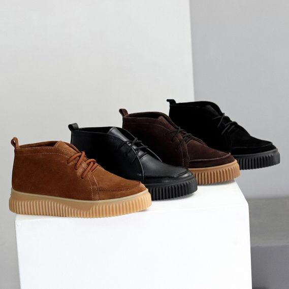 Замшевые ботинки дезерты в стиле casual на утолщенной подошве цвет Шоколад | Зображення 9