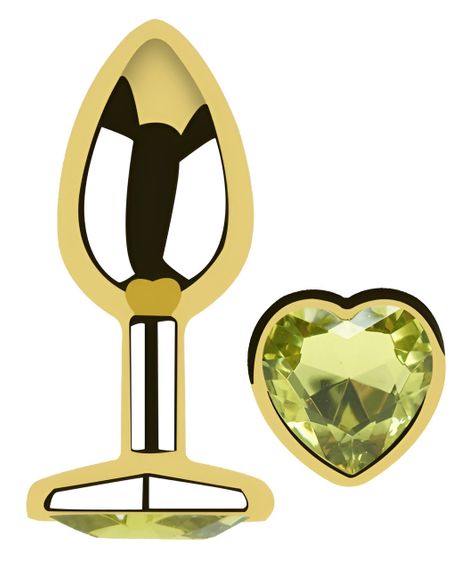 Анальна пробка з кристалом EGZO - Gold Heart Plug Lime size M Sex Aura | Зображення 1
