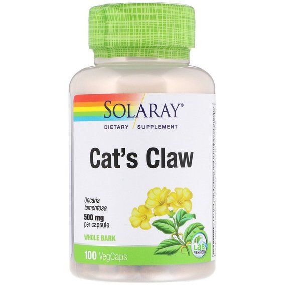 Котячий кіготь Solaray Cat's Claw 500 mg 100 Veg Caps SOR-01125