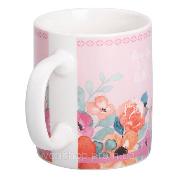 Чашка порцелянова з квітковим принтом 400 (мл) для чаю та кави Рожева RX-N240139P | Зображення 2