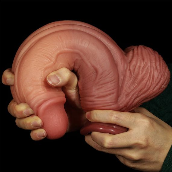 Фалоімітатор - Dual-Layered Silicone Cock 10" Brown Sex Aura | Зображення 6