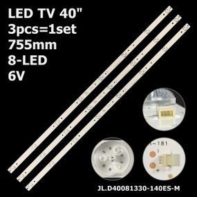LED підсвітка TV 40" 755mm 6V 8-led JL.D40081330-140ES-M JL.D40081330-003BS-M 40L2600C TH-40D400C 3шт.