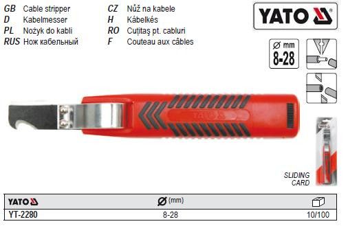 Нож YATO ниж знимання изоляций провидникив Ø=8-28 мм l=190 мм YT-2280