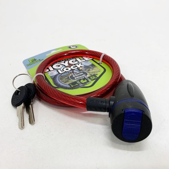 Замок велосипедный KIHUU LOCK 187, 10*65 тросовый, 2 ключа. Цвет: красный GO-40 | Зображення 4