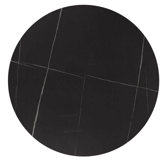 Стол круглый керамический Madison KT-221 (Tulip) на круглой металлической опоре, столешница  Ø 80 см керамика черный мрамор matt black | Зображення 4