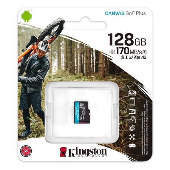 Карта памяти Kingston 128GB microSDXC C10 UHS-I U3 A2 R170/W90MB/s (SDCG3/128GBSP) | Зображення 2