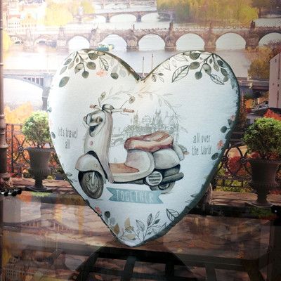 Подушка серце 3D Let`s travel all over the world together 40х40х7,5 см (3DPS_18L033)