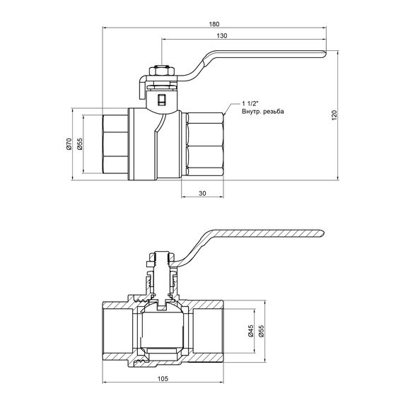 Кран кульовий SD Forte 1" 1/2 ВР для води (ручка) SF600W40 | Зображення 2