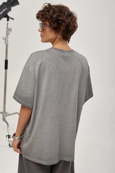 Футболка вільного фасону з ефектом тай-дай - сірий цвет, ONE SIZE (є розміри) | Зображення 1