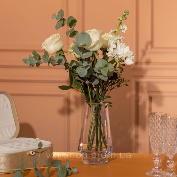 Стеклянная декоративная ваза для цветов 25 см прозрачная ваза для интерьера 1.9 л HP-10-20 | Зображення 2