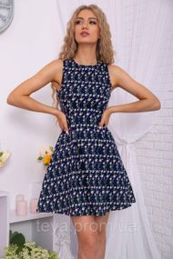 Стильна жіноча сукня з квітковим принтом сезон весна-літо колір темно-синій розмір L FG_00452