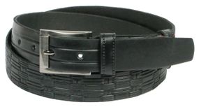 Мужской кожаный ремень под брюки Skipper 11128 черный 3.5 см