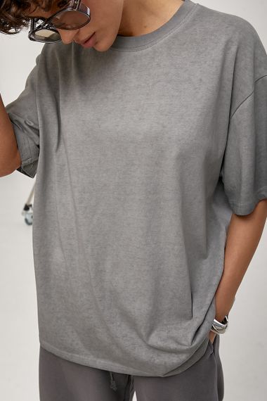 Футболка вільного фасону з ефектом тай-дай - сірий цвет, ONE SIZE (є розміри) | Зображення 3