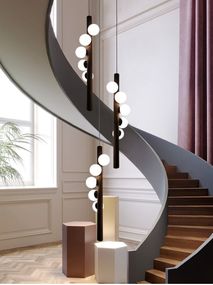 Люстра підвісна на 5 лампочок 26919 Чорний 85-240х23х23 см.