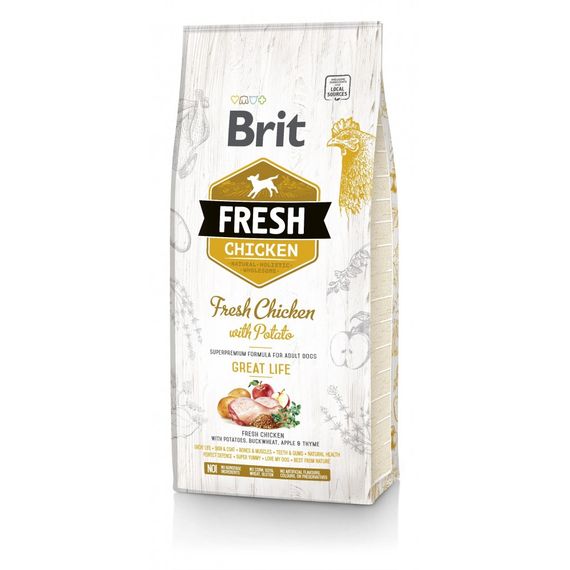 Корм сухий Brit Fresh Chicken/Potato Adult для дорослих собак всіх порід з куркою та картоплею 12 кг