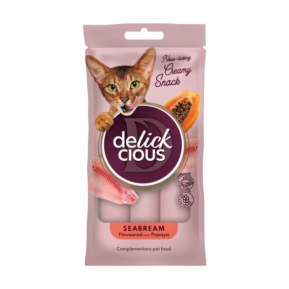 Кремові ласощі Delickcious для дорослих котів, дорадо і папая 60г