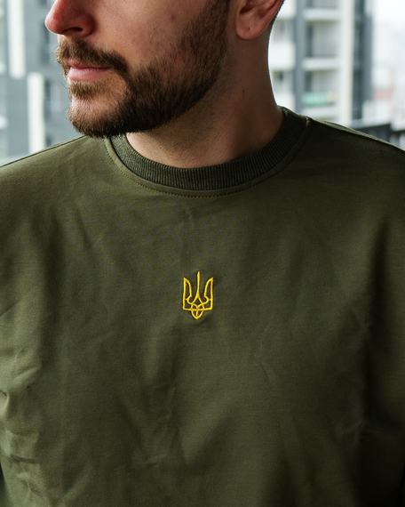 Світшот Тризуб двонитка хакі S M | Зображення 4