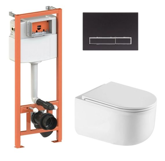 Набір Qtap Nest 4 в 1 підвісний унітаз Taurus Ultra Quiet 490х360х380 + комплект інсталяції QT2433084EUQW46153