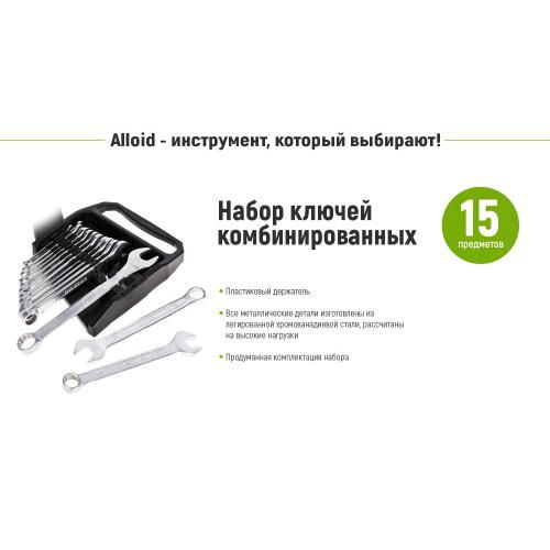 Набір ключів ком.бінованих, 15 предметів, 6-22 мм Alloid | Зображення 2