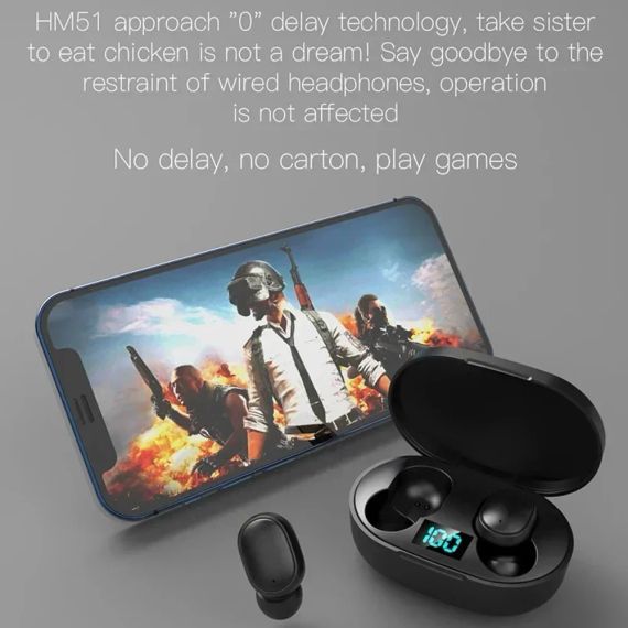 TWS Е6S Беспроводные Bluetooth-наушники с шумоподавлением и микрофоном, IPX5 водонепроницаемые. Чёрные | Зображення 1