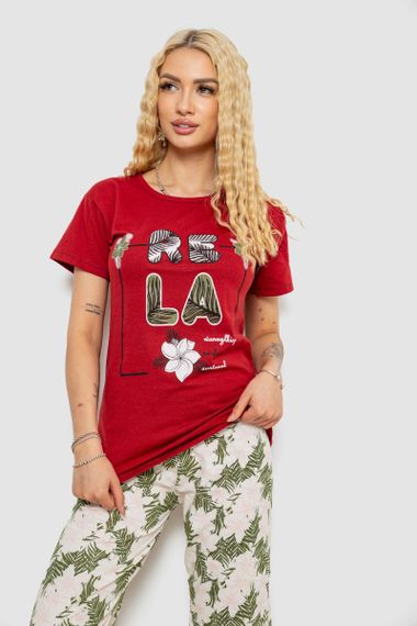Піжама жіноча з принтом, колір бордовий, 243R3755 | Зображення 2