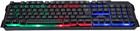 Игровая клавиатура No Fear QWERTY, 104 мембранные клавиши, светодиодная подсветка RGB, кабель 1,5 м с USB 2.0, черная